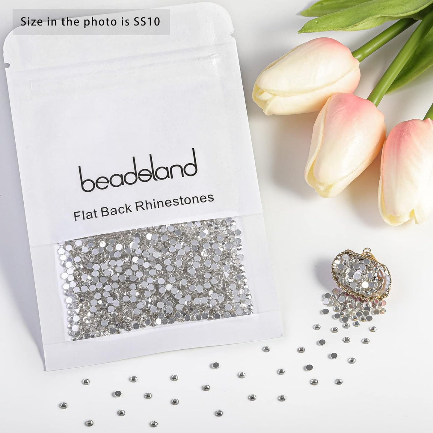 Beadsland 1440pcs Flat Back Crystal Rhinestones Round Gems for Nail Art and Craft Glue Fix, Crystal (SS10(2.7-2.8mm))