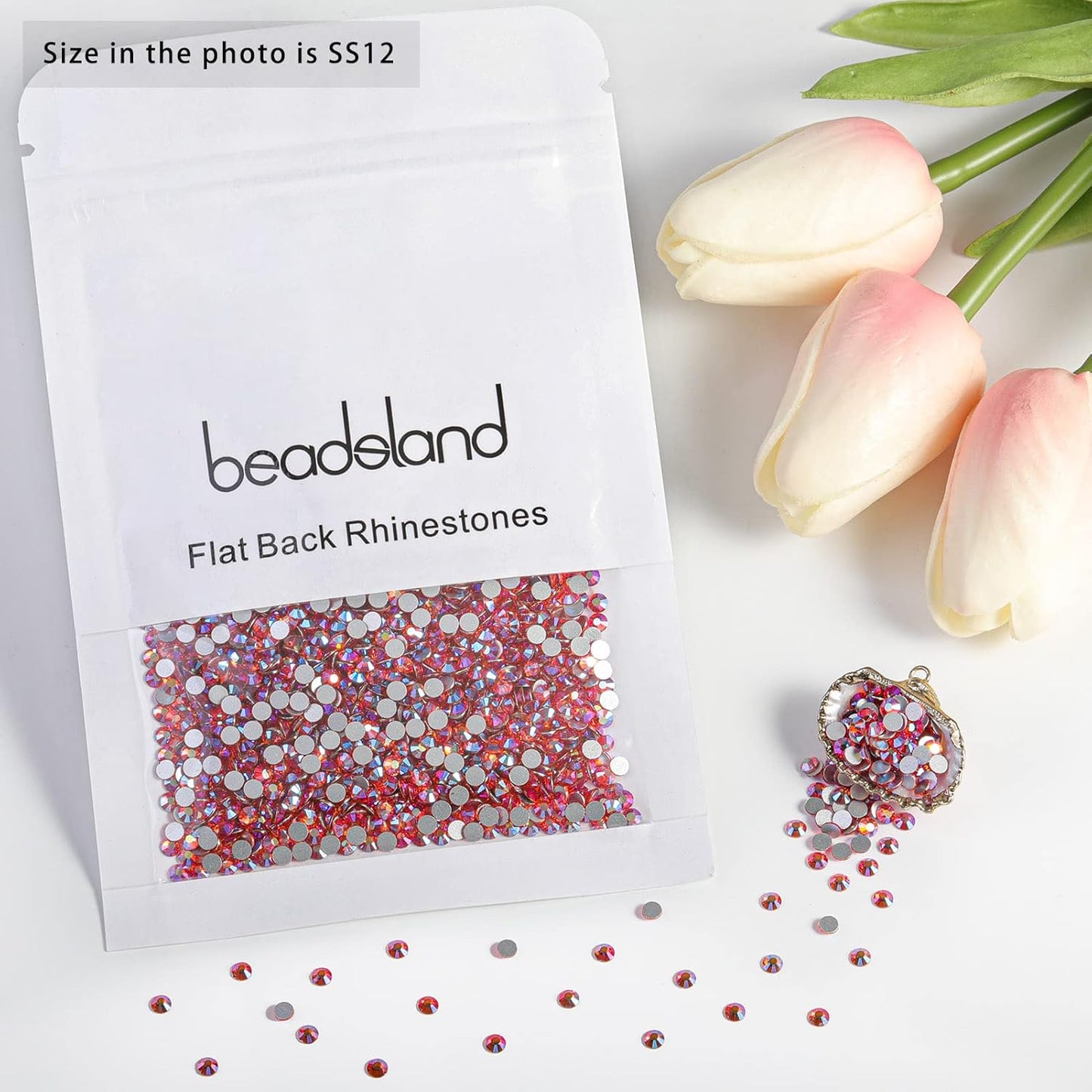 Beadsland 1440 Pieces Flat Back Crystal Rhinestones Round Gems,Hyacinth AB,SS12,3.0-3.2mm