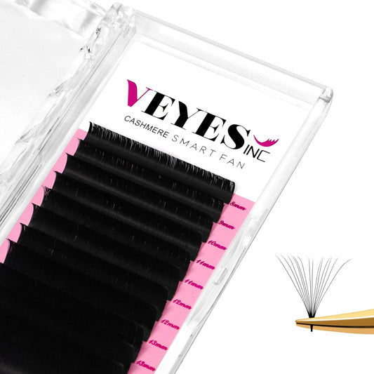 VEYES INC Cashmere Smart Fan Lash Extensions 0.03 0.05 0.07 C/CC/D Curl 8-20mm Mixed & Single Length, Super Matte Black Volume Lashes, Professional Supplies for Lash Techs (0.05 C 11mm)