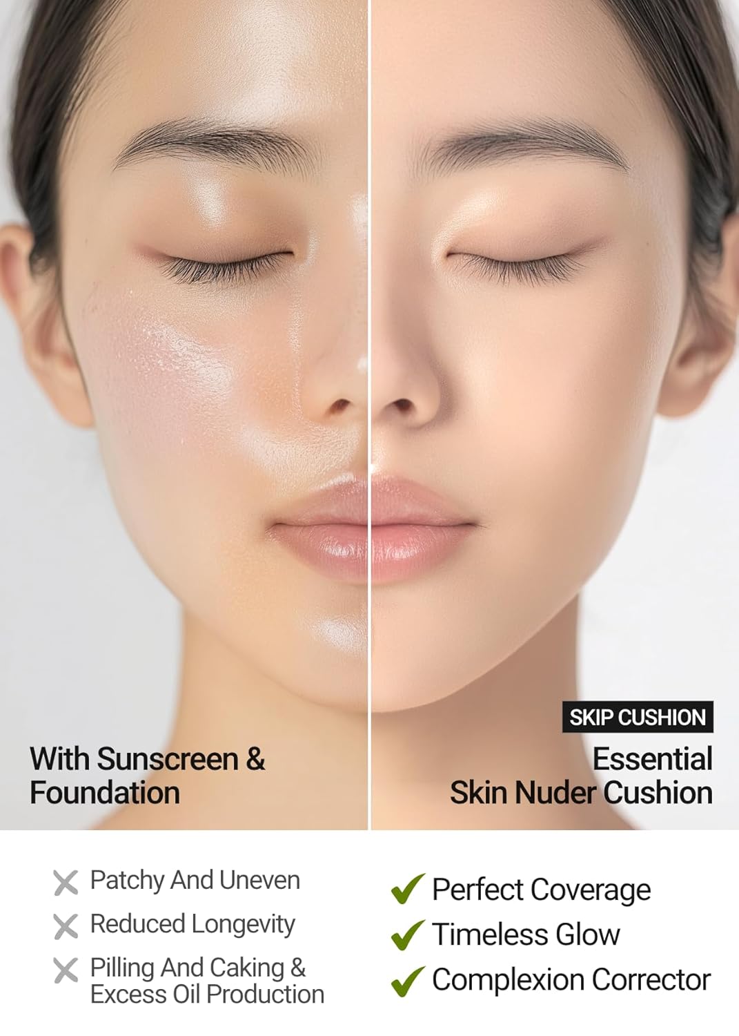[JUNGSAEMMOOL OFFICIAL] Essential Skin Nuder Cushion (05 Light) | Refill not Included | Natural Finish | SPF50 Broad Spectrum | Korean Makeup Artist Brand | Cream Foundation