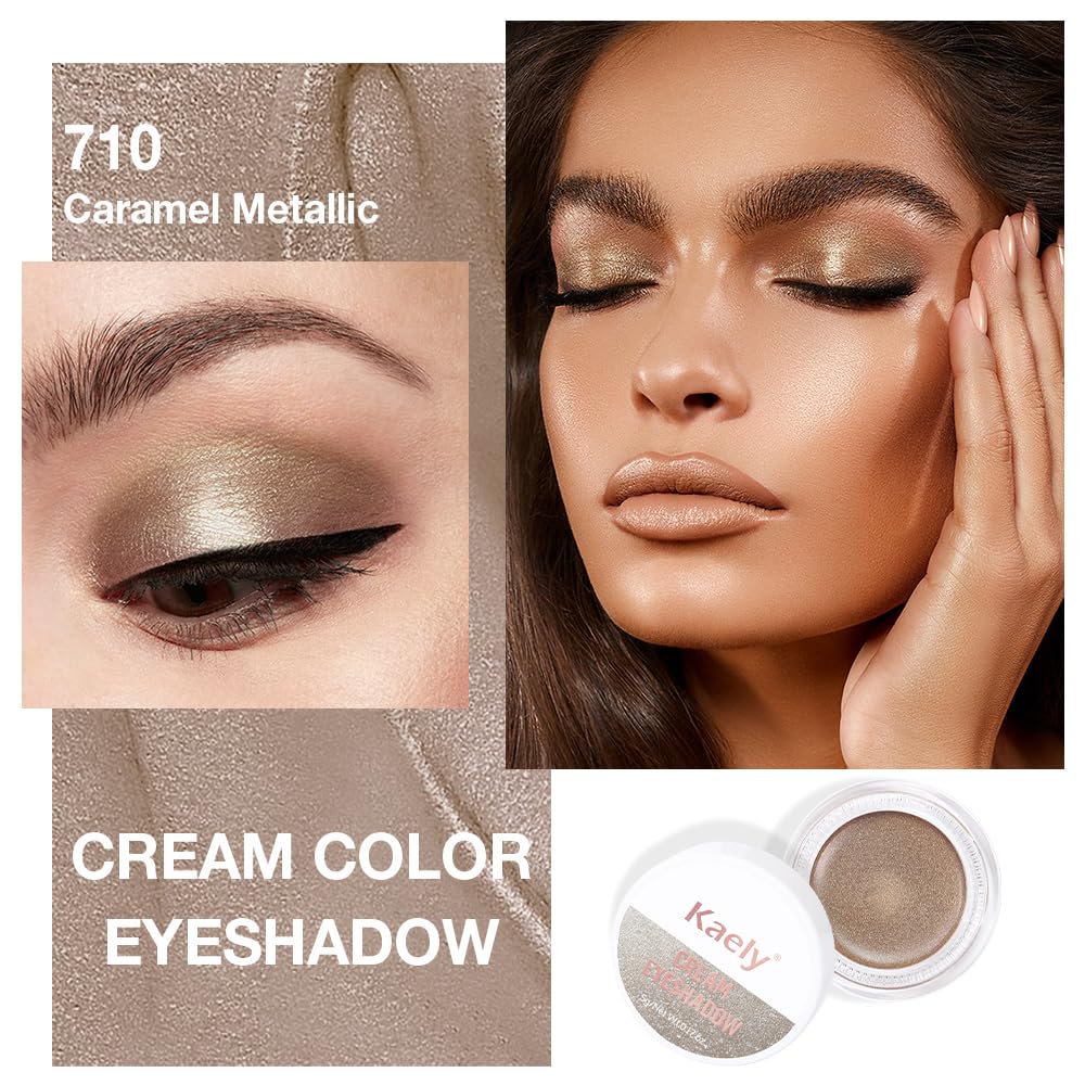 Cream Glitter Caramel Shimmer Metallic Eyeshadow Palette Makeup, Natural Single Mini Instant Holographic Eyeshadow For Women, Sombras Crema Para Ojos, Talc, Paraben & Cruelty Free, 710