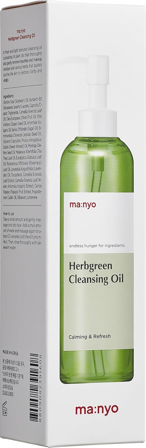 ma:nyo Herb Green Cleansing Oil | Gentle Makeup Remover with Natural Herbal Extracts, Artemisa, Tea Tree | Deep Cleansing & Hydrating | Suitable for All Skin Types | Korean Skincare 6.7 fl oz (200ml)