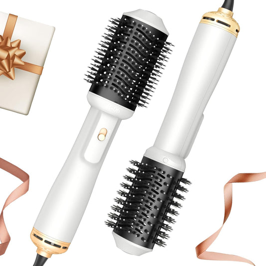 Hair Dryer Blow Dryer Brush in One, 4 in 1 Hair Dryer and Styler Volumizer with Oval Barrel, Professional Salon Hot Air Brush for All Hair Types, Bright White