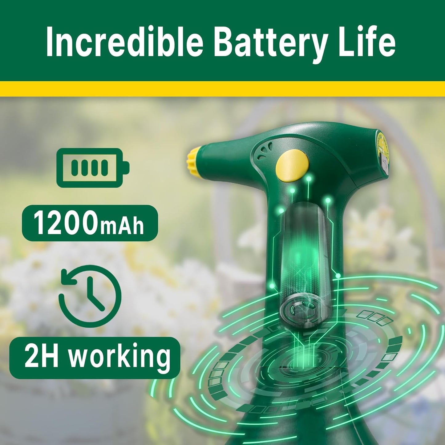 T TOVIA: Garden Sprayer 1 Liter Battery Spray Bottle Powered Electric, Rechargeable, Portable Garden and Plant Sprayer, Mister, for Outdoor and Indoor Plants,Cleans and Gardens, Handheld Powered