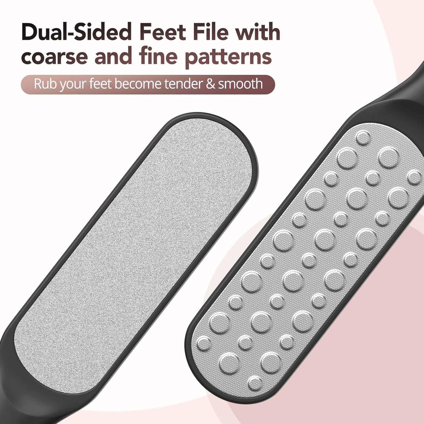 2 Pack Foot File Callus Remover, Durable Foot Scrubber for Hard Dead Skin, Foot Rasp and Double-Sided Foot Heel Scraper for Cracked Heels & Corns, Stainless Steel Pedicure Feet File Tool