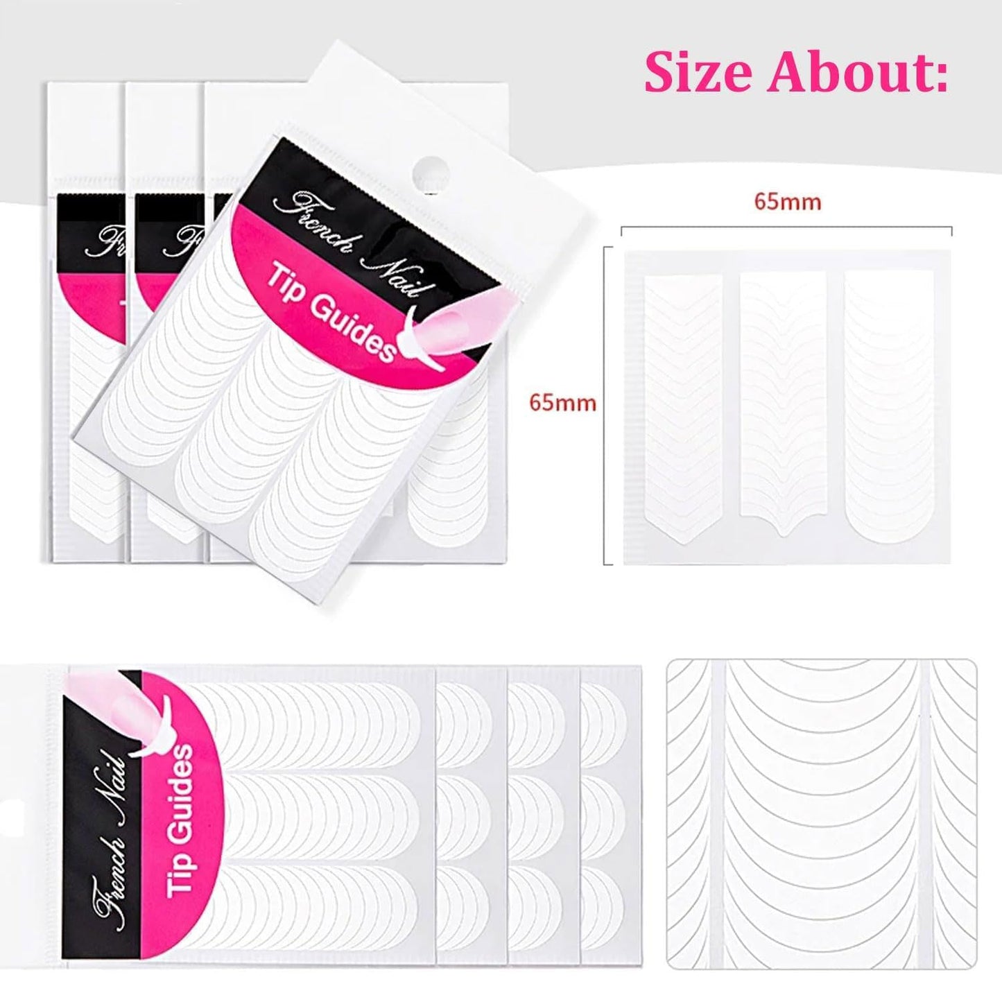 40 Sheets 1570pcs French Tips Guide Nail Stickers for Women Girls, 4 Designs Self-Adhesive Tips for Nail DIY Accessories