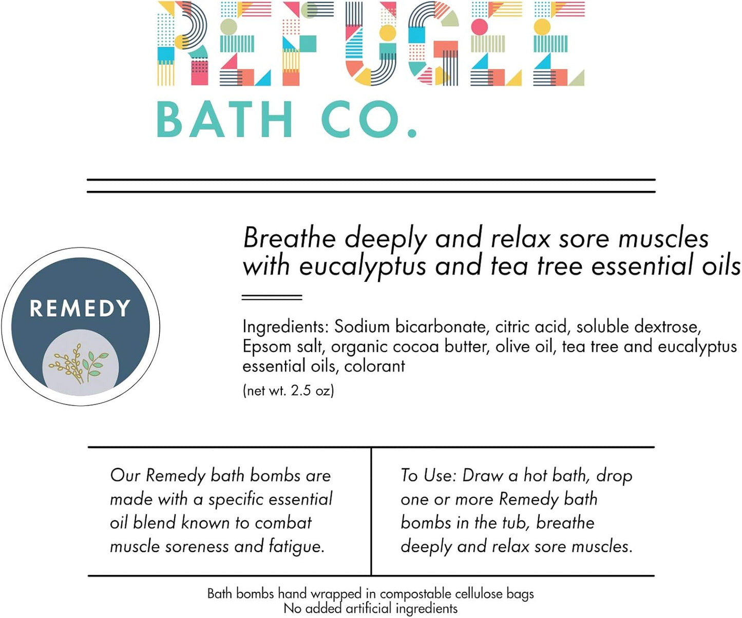 Variety Pack Bath Bombs Tea Tree and Eucalyptus Essential Oils Cocoa Butter Support Refugee Employment in USA (12 Pack)