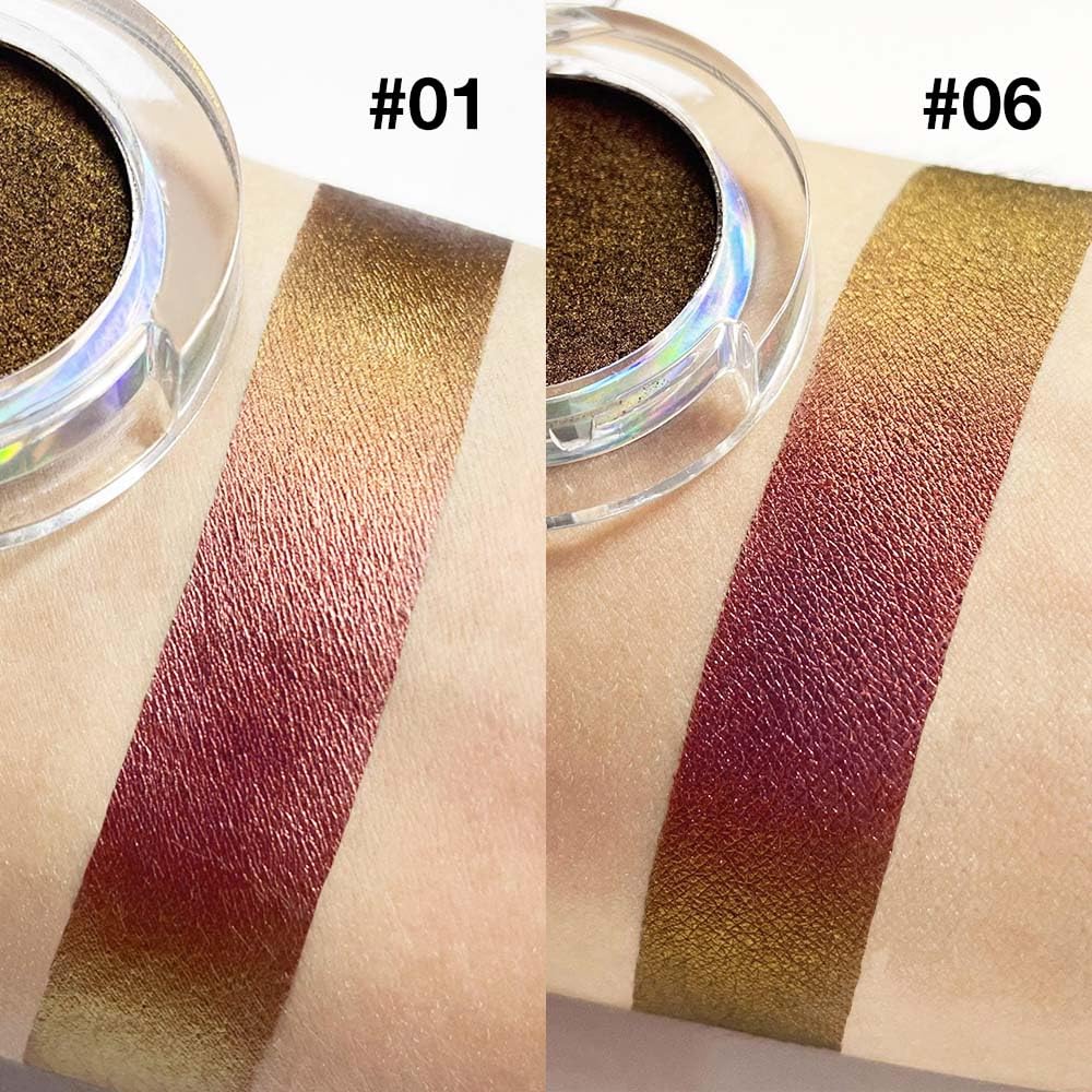 evpct 2Pcs Rose Red Gold Shimmer Glitter Sparkle Chameleon Duo Chrome Multichrome Iridescent festival Eyeshadow Palette, Loose Glitter Gothic Single Mini Eye Shadow Palette Makeup for Older Women