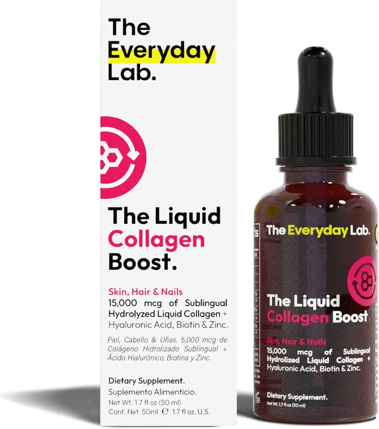 Liposomal Collagen Drops with Hyaluronic Acid & Biotin – Liquid Collagen for Skin, Hair & Nails – Biotin & Zinc Supplement for Men & Women, 30-Day Supply (50ml)