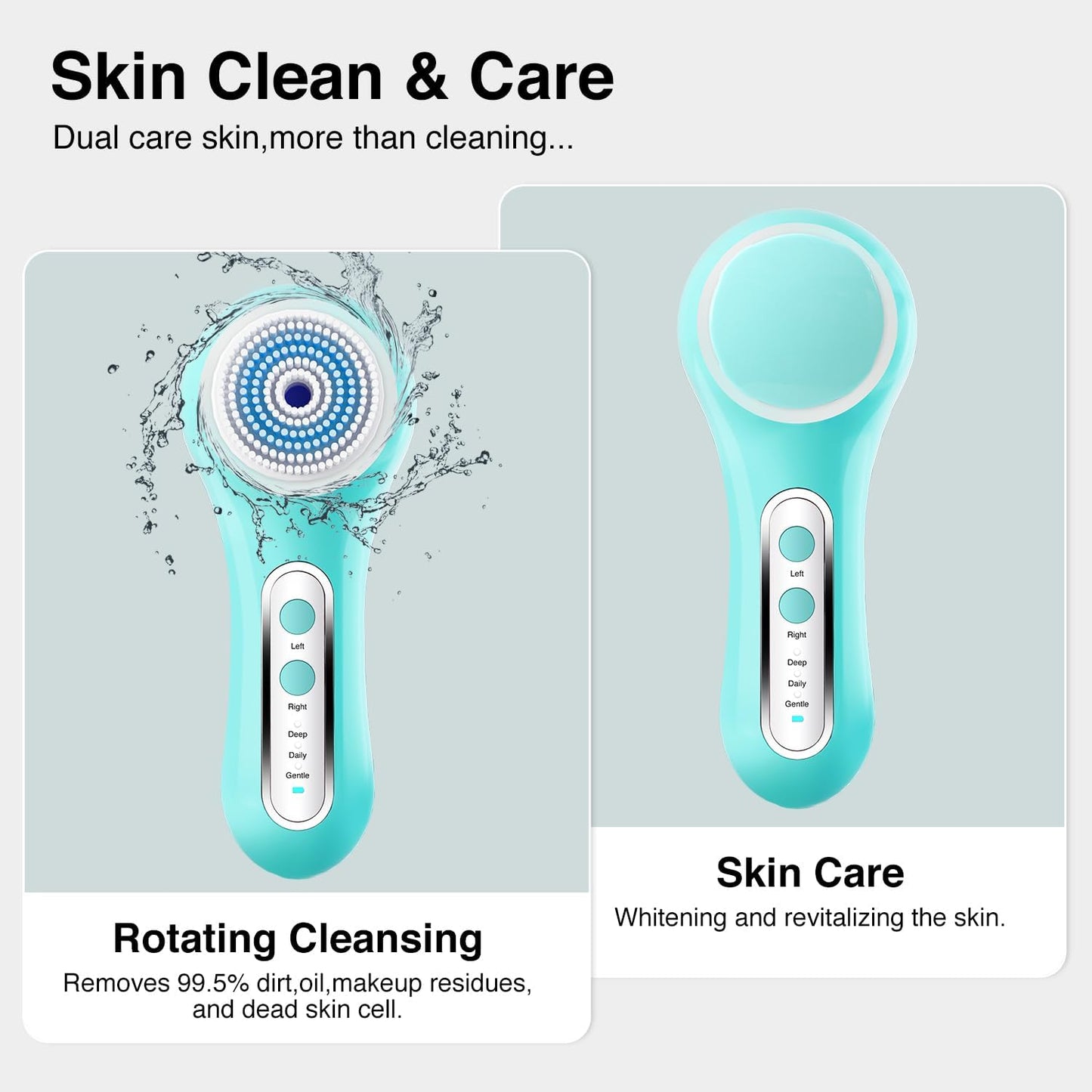 Face Scrubber Exfoliator,Facial Cleansing Brush Rechargeable IPX7 Waterproof with 5 Brush Heads,Electric Face Spin Brush for Exfoliating, Massaging and Deep Cleansing