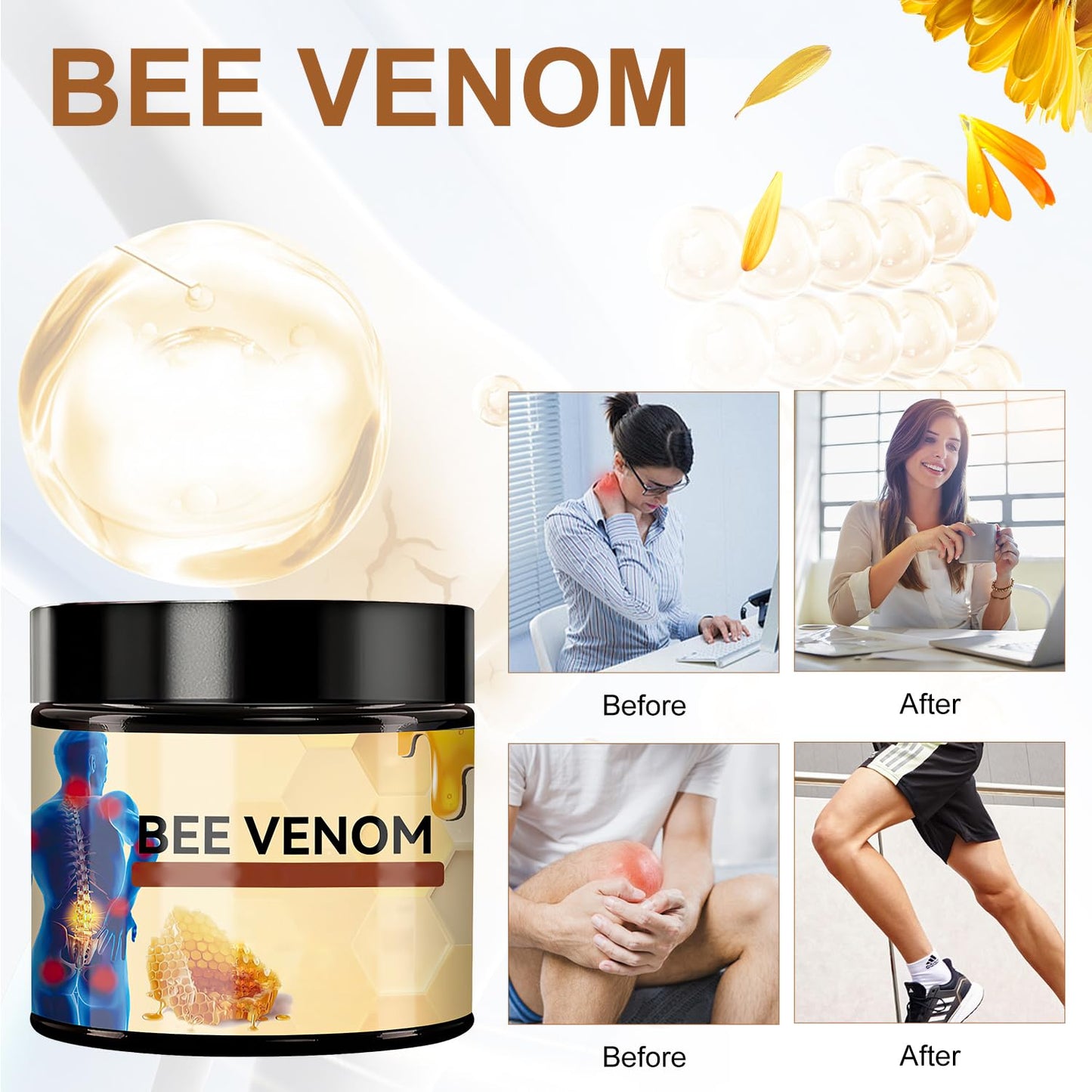 Bee Venom Cream, Bee Venom Advanced Joint and Bone Cream, New Bee Venom Professional Cream, Bee Venom Joint Cream, New Bee Venom Gel, for All Parts of the Body (2 Pcs)