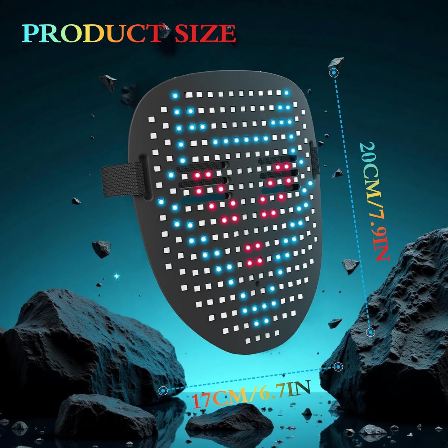 LED Mask with Gesture Sensing, Cool Light Up Transforming Face Mask for Halloween Xmas Cosplay