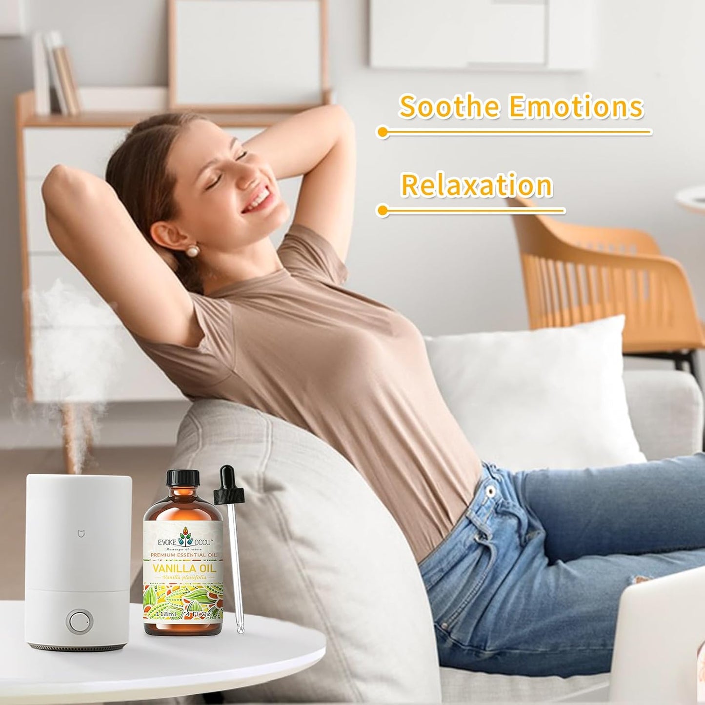 EVOKE OCCU Vanilla Essential Oil for Relaxation in The Home Office Living Room, Add to Diffuser Candle Soap - 4 Fl Oz