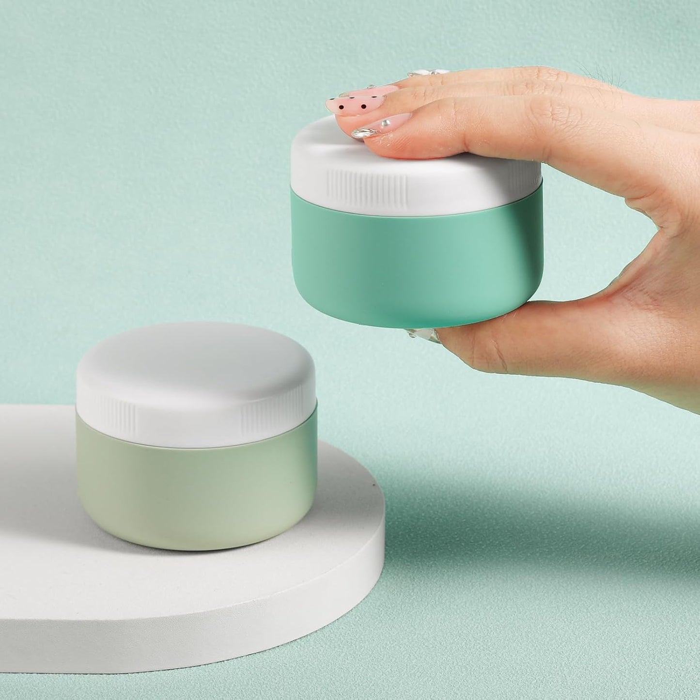 Travel Containers for Toiletries, Silicone Cream Jars BPA-Free, Leak-proof 2oz Travel Size Containers, Portable Size Silicone Jars with Lid for Cosmetic Face Hand Body Cream (4 Pack)