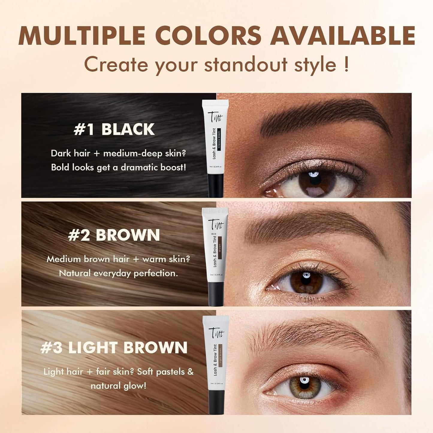 Lash Color Kit Light Brown Lasting for 4 Weeks Professional Eyelash & Eyebrow Color Kit with Natural Looking Safe Ingredients Easy to Use for Salon & Home