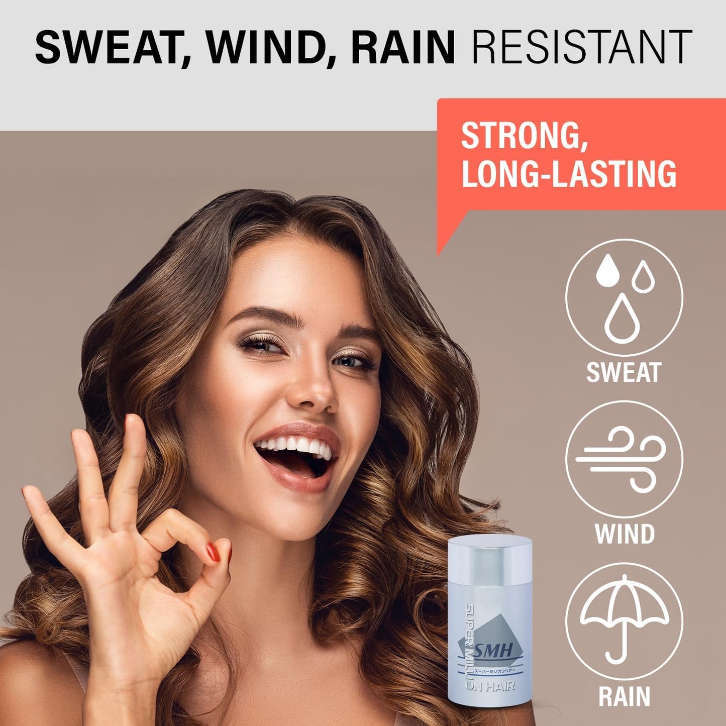 SMH Hair Fibers MADE IN JAPAN – Instantly Conceals Thinning Hair –Long-Lasting – Sweat, Water & Wind Resistant – Hair Loss Solutions For Men & Women (Dark Brown, 15g)