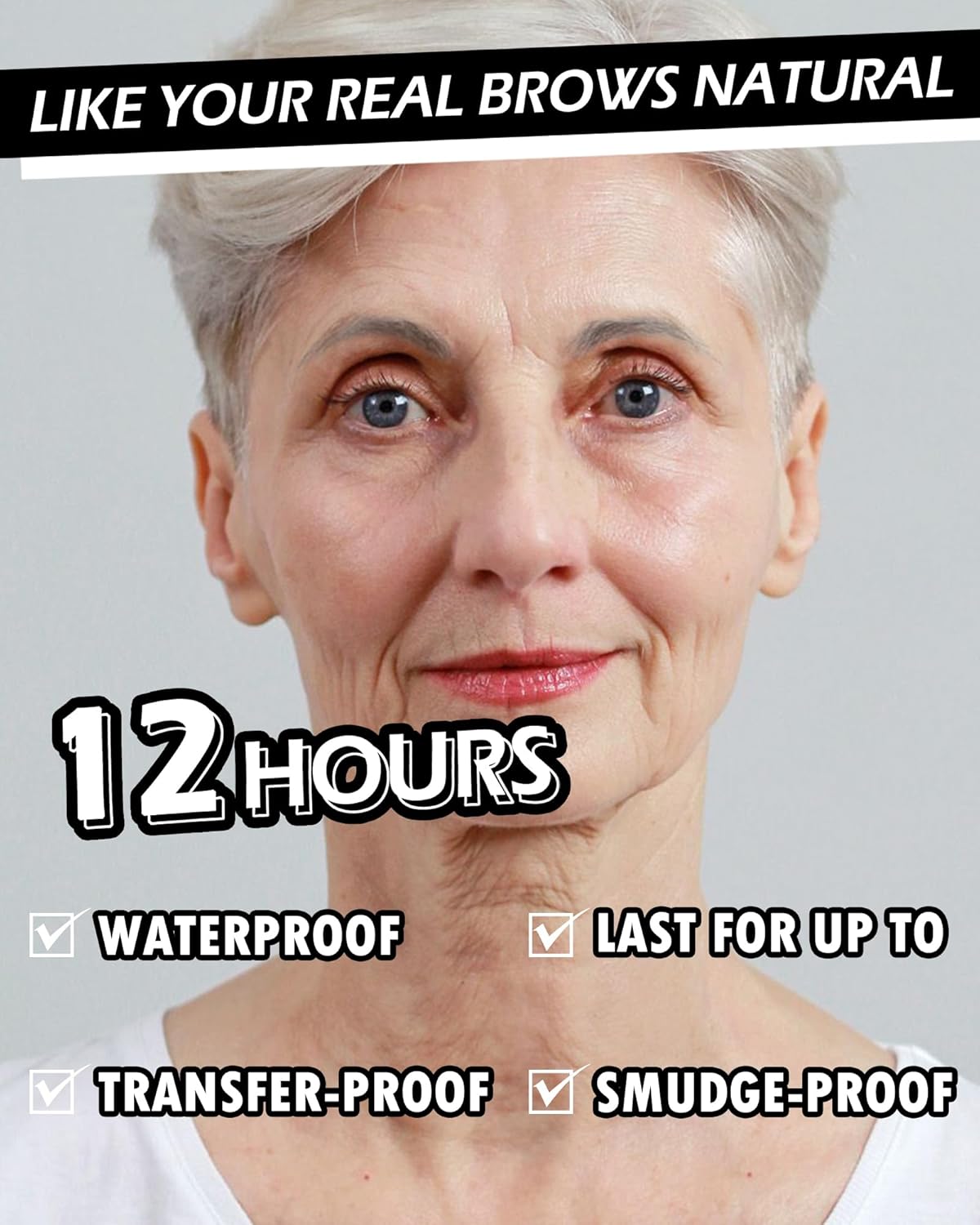 12Pcs Waterproof Gray Eyebrow Pencil Set, Professional Brow Micro Eyebrow Retractable Pencil, Ultra Fine Long Lasting for Perfect Eye Liner Brow Old Women Eye Makeup Shaping & Filling Brow Gel Pen- 04