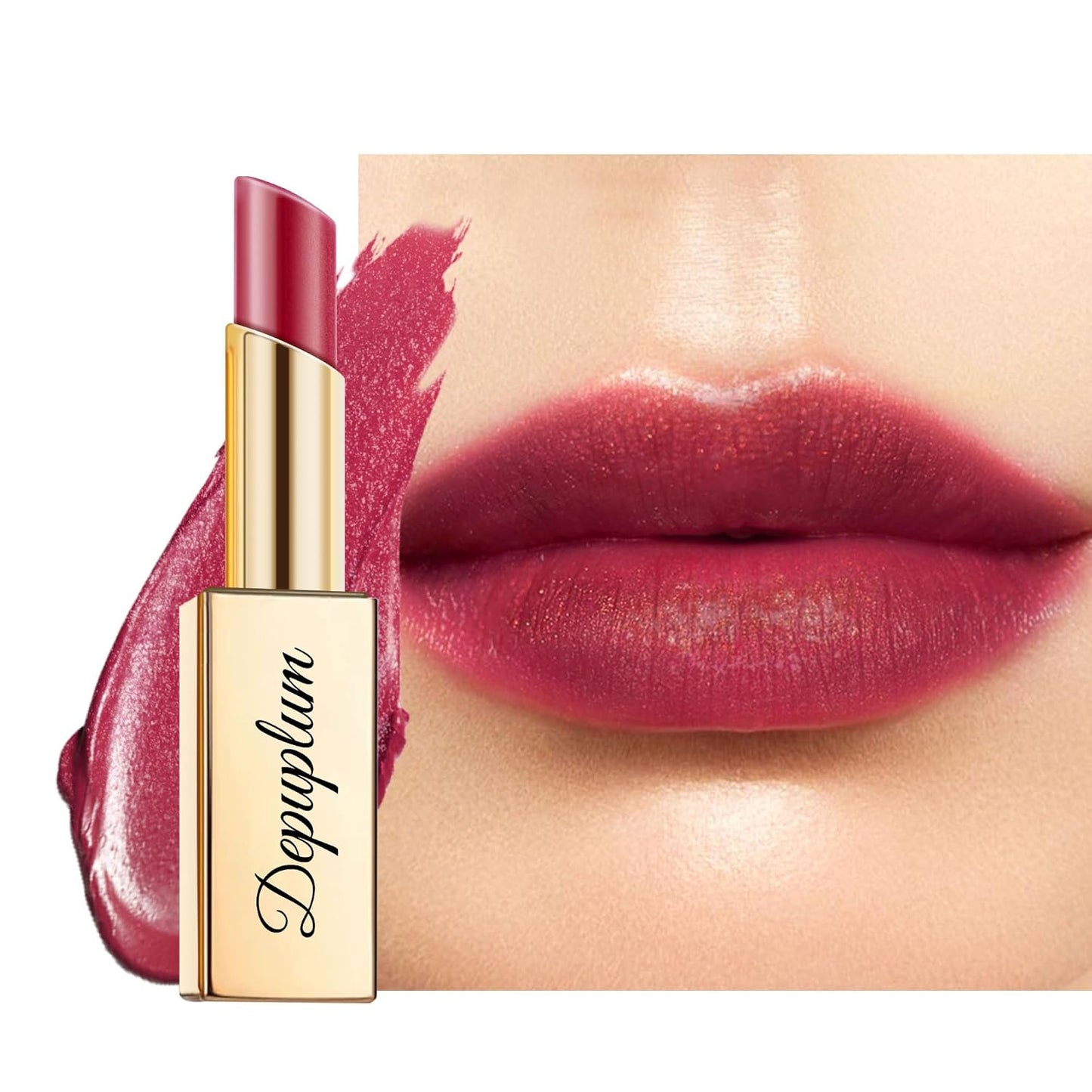 Dark Red Moisturizing Lipstick for Women Shimmer Tinted Lip Balm Hydrating Nourishing Burgundy Lip Gloss Vegan& Cruelty Free Lip Makeup, ZG112 Deep Love