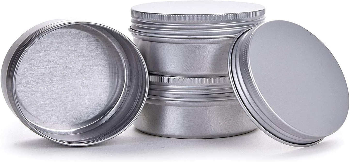 4 Ounce Aluminum Tin Jar Refillable Containers 120 ml Aluminum Screw Lid Round Tin Container Bottle for Cosmetic,Lip Balm, Cream, 24 Pack