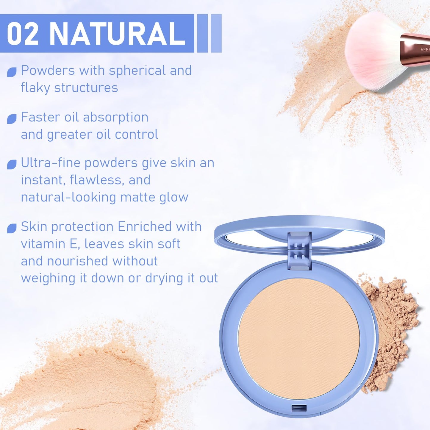 Maycheer Face Powder -Lasting Waterproof Face Powder-Maycheer Setting Powder Oil Absorbing Compact for Face, Lasting Waterproof Pressed Powder Compact (03# DARK COMPLEXION)
