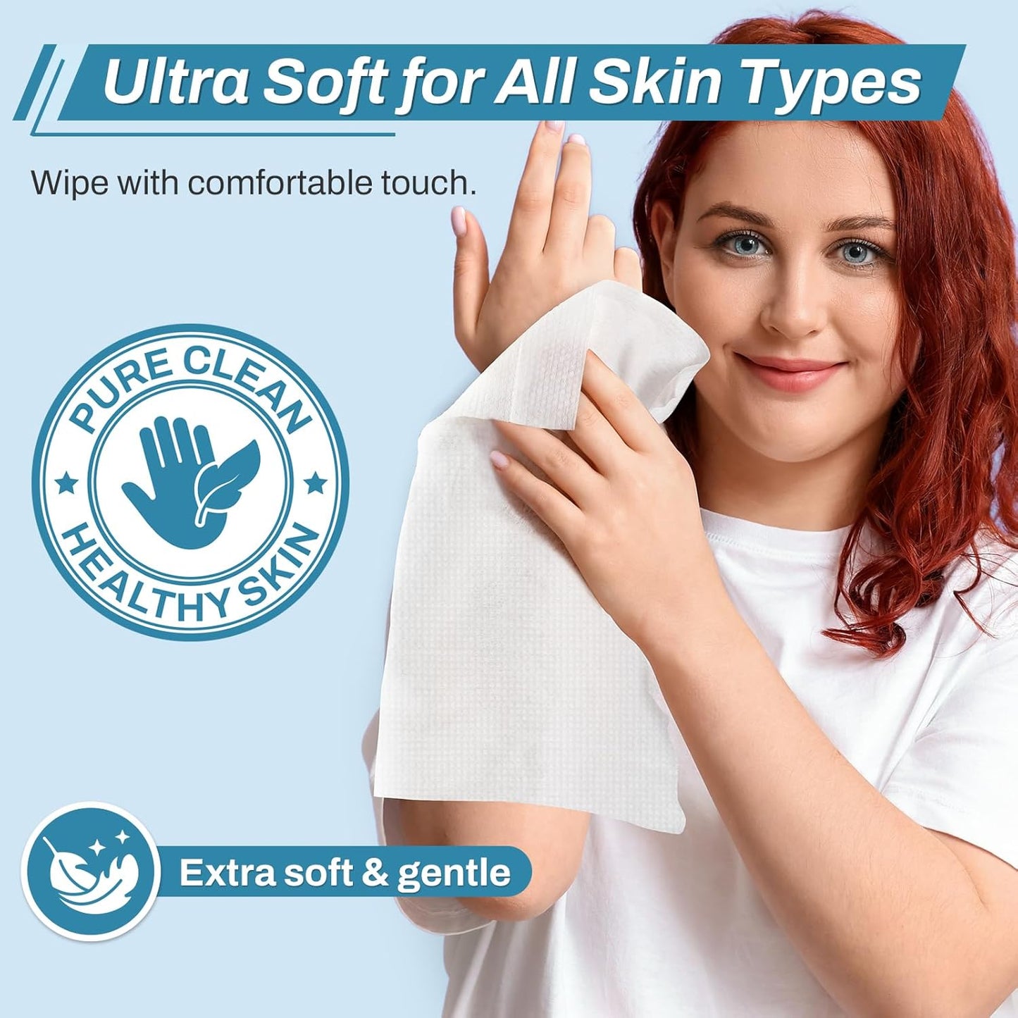 720 Count (12 Packs of 60) Wipes for Adults, 8" x 12" Extra Large for Incontinence & Cleansing, Disposable Body Shower & Bath Wipes for Elderly Bathing No-Rinse - Vitamin E & Aloe