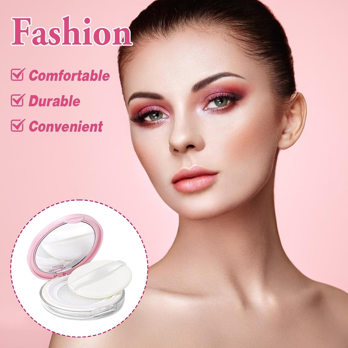 2 Pcs Loose Powder Container with Puff 0.17/0.7 oz Refillable Empty Powder Compact Makeup Powder Travel Container Case Portable Powder Puff and Container with Mirror and Elasticated Net Sifter