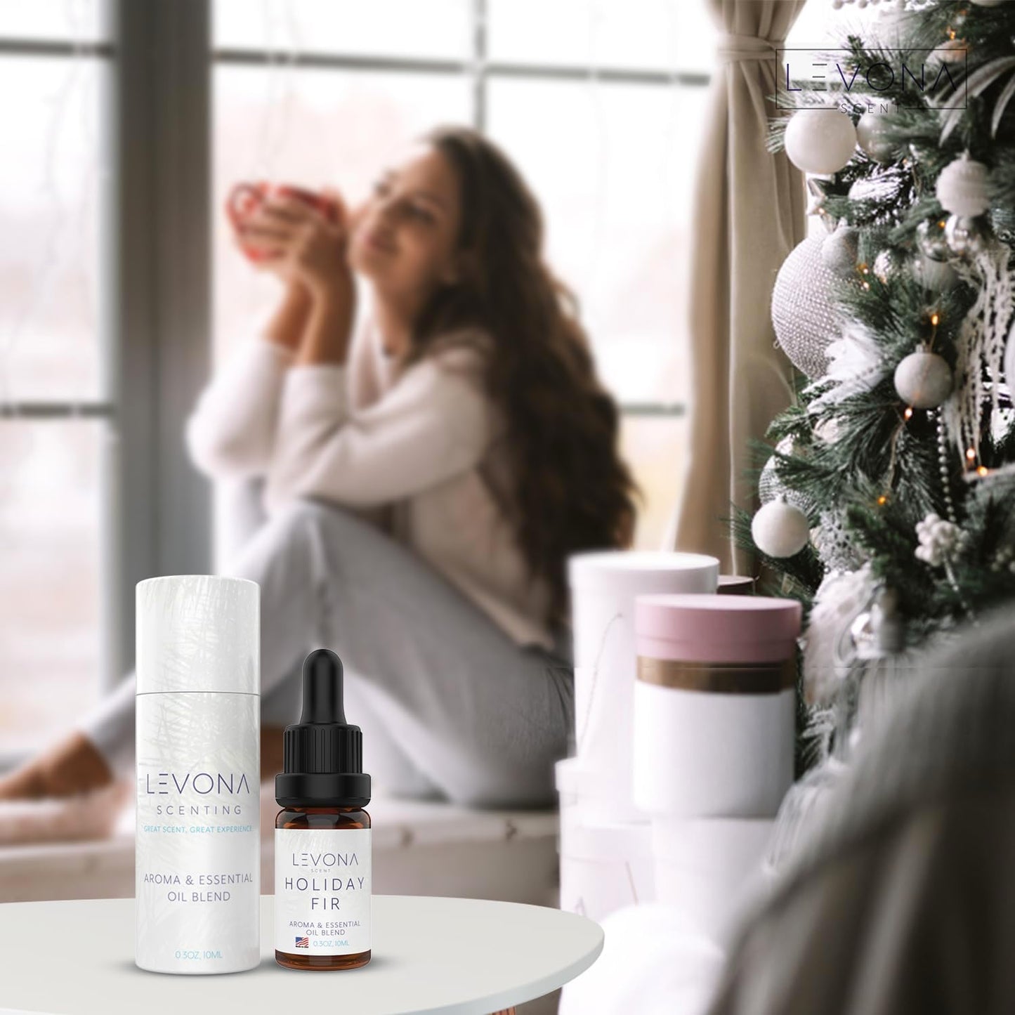 Levona Scent Christmas Essential Oils for Diffuser: Holiday Fir Essential Oil for Diffusers for Home - Essential Oils with Notes of Sandalwood & Amber Oil - Winter Fir and Balsam Fragrance - 10Ml