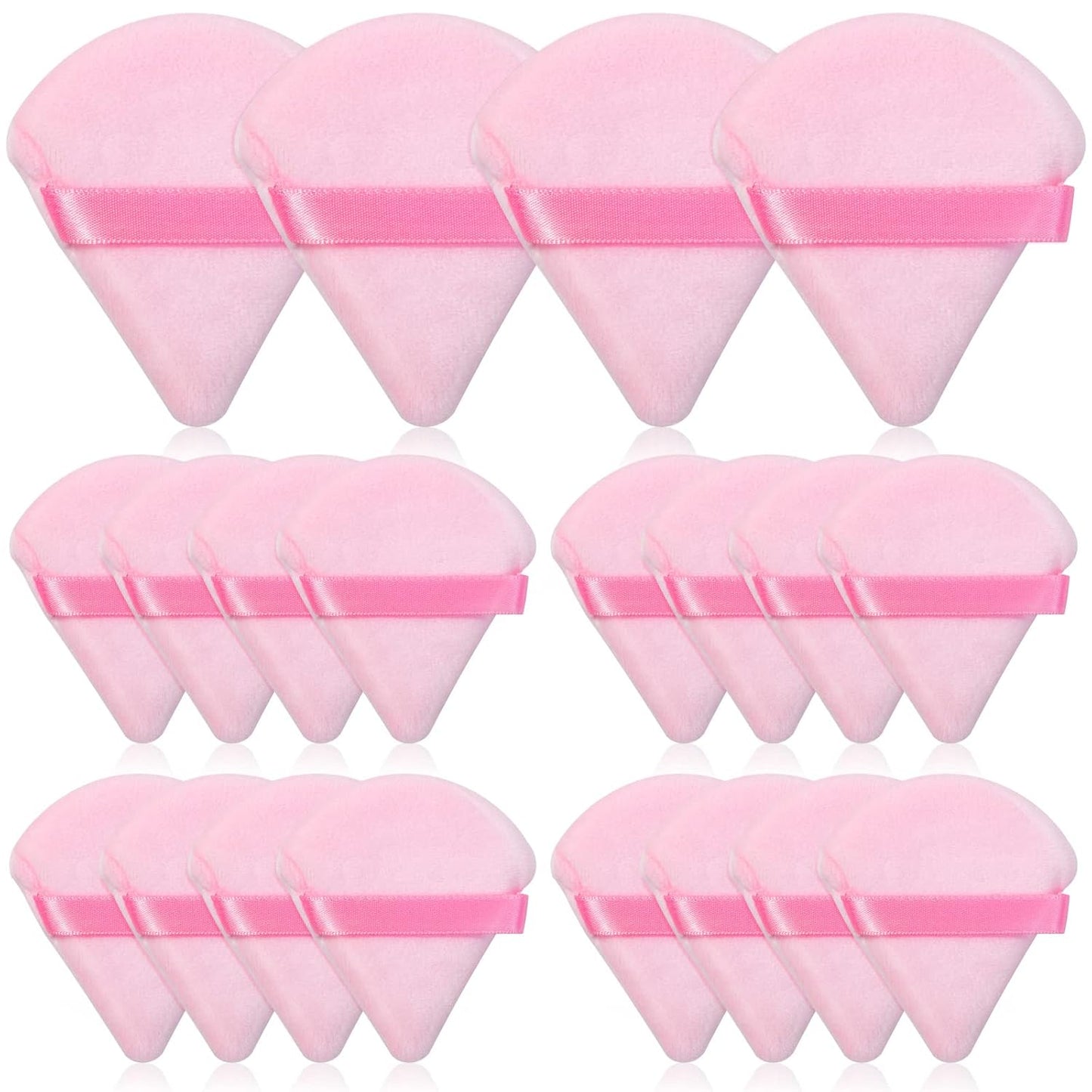 Thrilez 20pcs Triangle Powder Puff, Loose Powder Puffs Makeup Puff for Face Powder, Setting Powder Puff for Make Up, Face Puff Pads for Press Powder, Sponge Powder Applicator for Face and Eye (Pink)