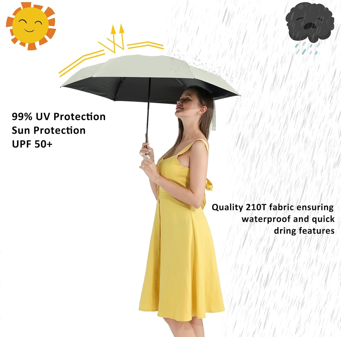 BAODINI Travel Essentials Mini Umbrella for Purse With Case Small Compact UV Sun Protection Lightweight Tiny Pocket Manual Open Close Umbrella for Women Kids and Men Fit Purse Backpack