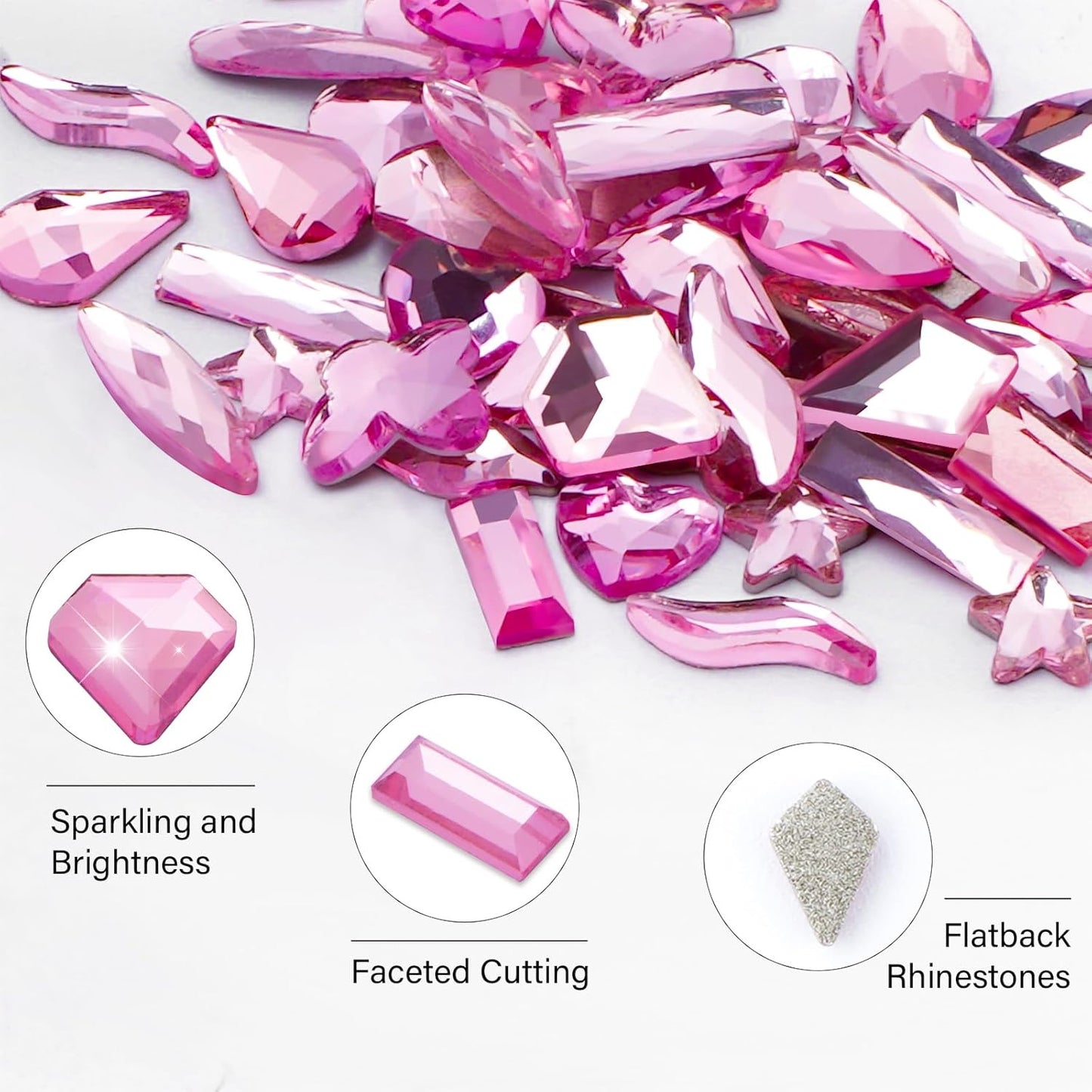 Canvalite 2900Pcs Pink Rhinestones for Nails, 18 Styles Multi Shape Nail Charms and Gems Shiny Glass Crystal Flatback Nail Rhinestones Set for Nail Art with Rhinestone Picker and Tweezers