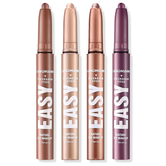 LANGMANNI Eyeshadow Stick,4 PCS Waterproof Multi-Color Eyeshadow Pen Set,Creamy Long-Lasting Eye Makeup Kit,Natural & Shimmer Shades Contour Stick,Gifts For Women (#5+8+12+18-4Colors)