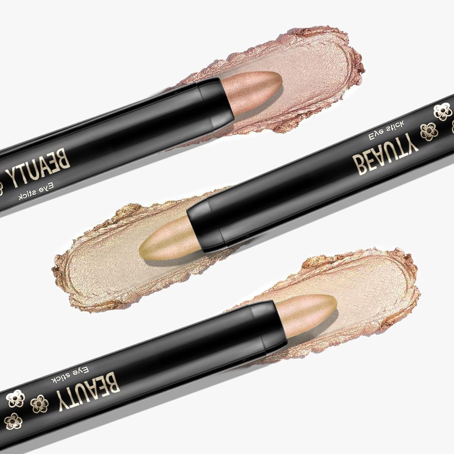 Boobeen 3PCS Cream Eyeshadow Pencil Crayon Waterproof Brightener Stick Shimmer Pen Create Glitter Eye Makeup, Easy to Use