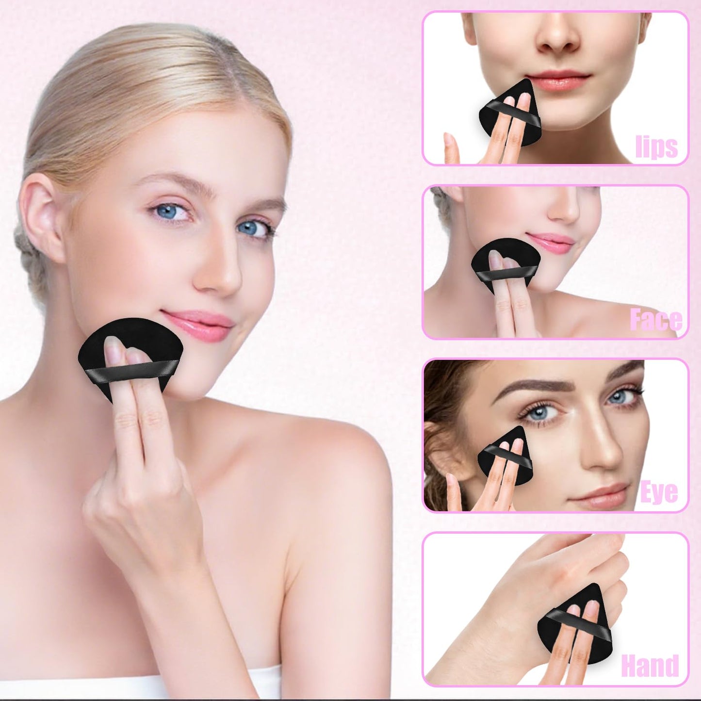 100PCS Black Triangle Powder Puff Face Makeup Powder Puffs Sponge Soft Powder Puffs for Loose Powder Cosmetic Foundation