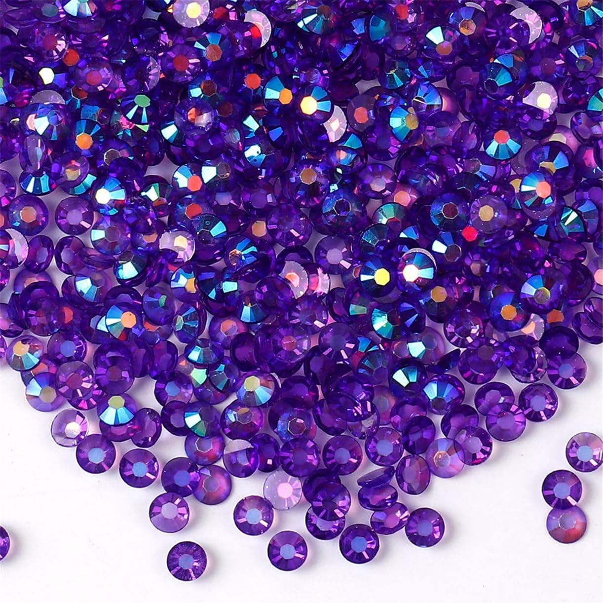 500 Pieces SS30 6mm Flatback Rhinestones AB Clear Round Gems Crystals for Nail Art DIY Crafts Clothes Shoes Bags （Transparent Dark Purple AB）