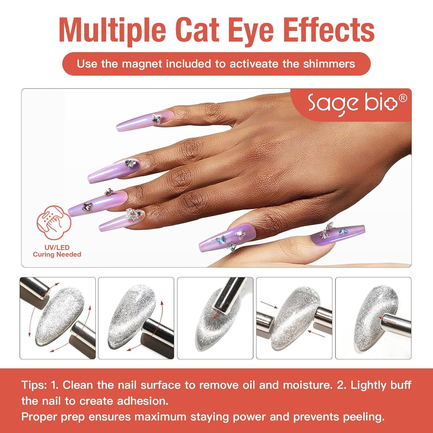 15ml Cat Eye Gel Nail Polish with Magnet Shimmer Glass Bead Effect 12