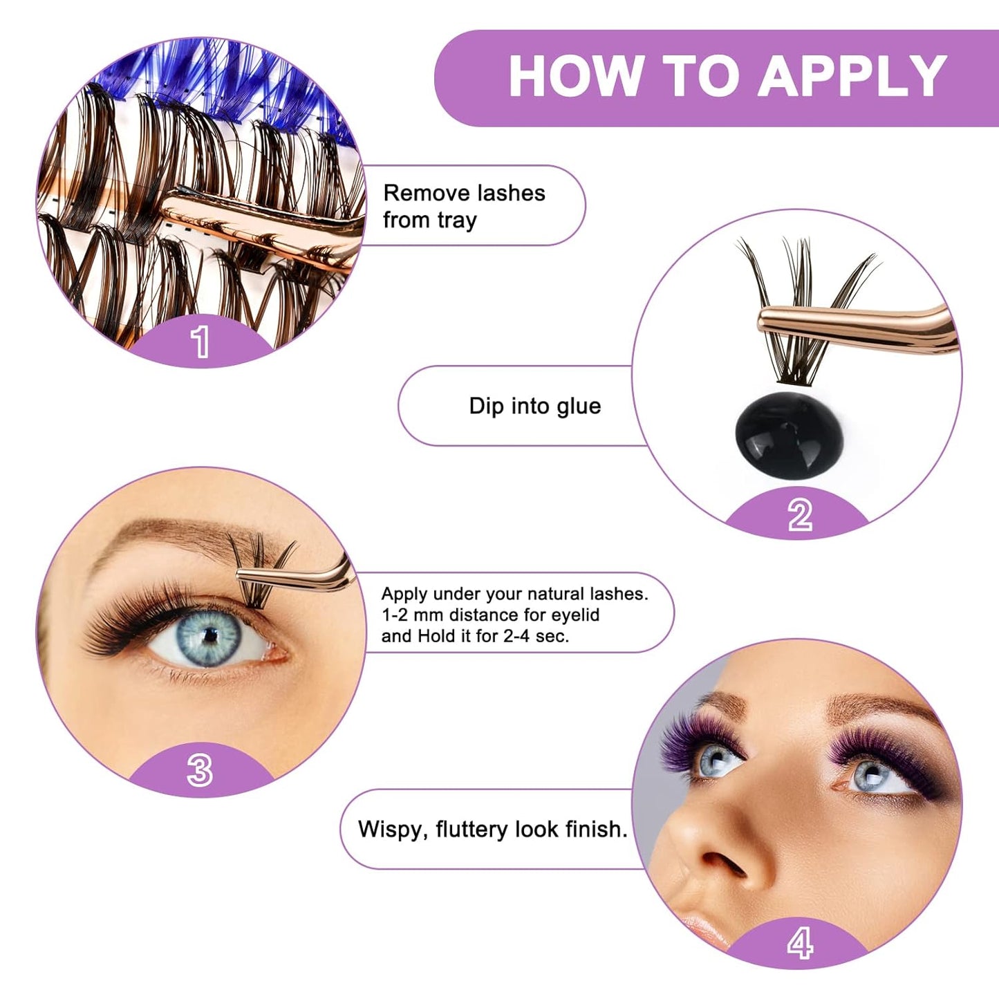 B&Q Lash Clusters Colored DIY Eyelash Extensions 280 Clusters Lashes 40D-D-16mm 7 Color Mix Volume Eyelash Clusters Wispy Individual Cluster DIY at Home(7MIX,40D-D-16mm)