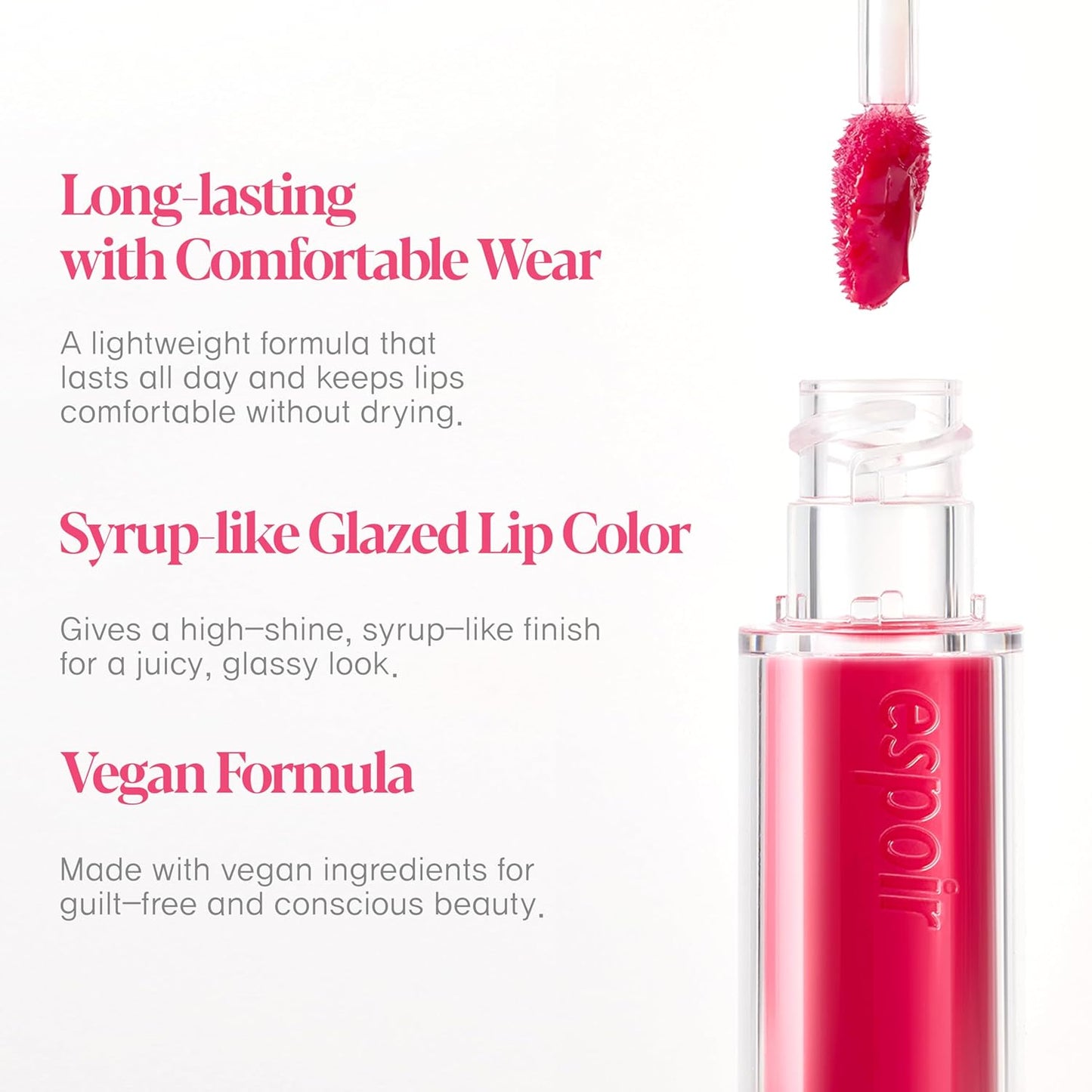 Espoir Couture Lip Tint Glaze #19 Berry Soda 0.14oz | Volumizing Lip Stain with Syrupy Shine | Long-Lasting & Vibrant Color for Radiant Lip Look | Moisturizing & Glossy Lip Tint | Korean Lip Makeup