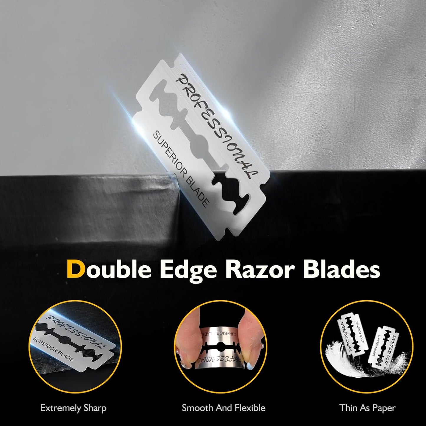 Double Edge Safety Razor Blades for Men and Women,50 Count Platinum Coated Shaving Razor Blades for Smooth and Precise Shave-Compatible with Bread Lame