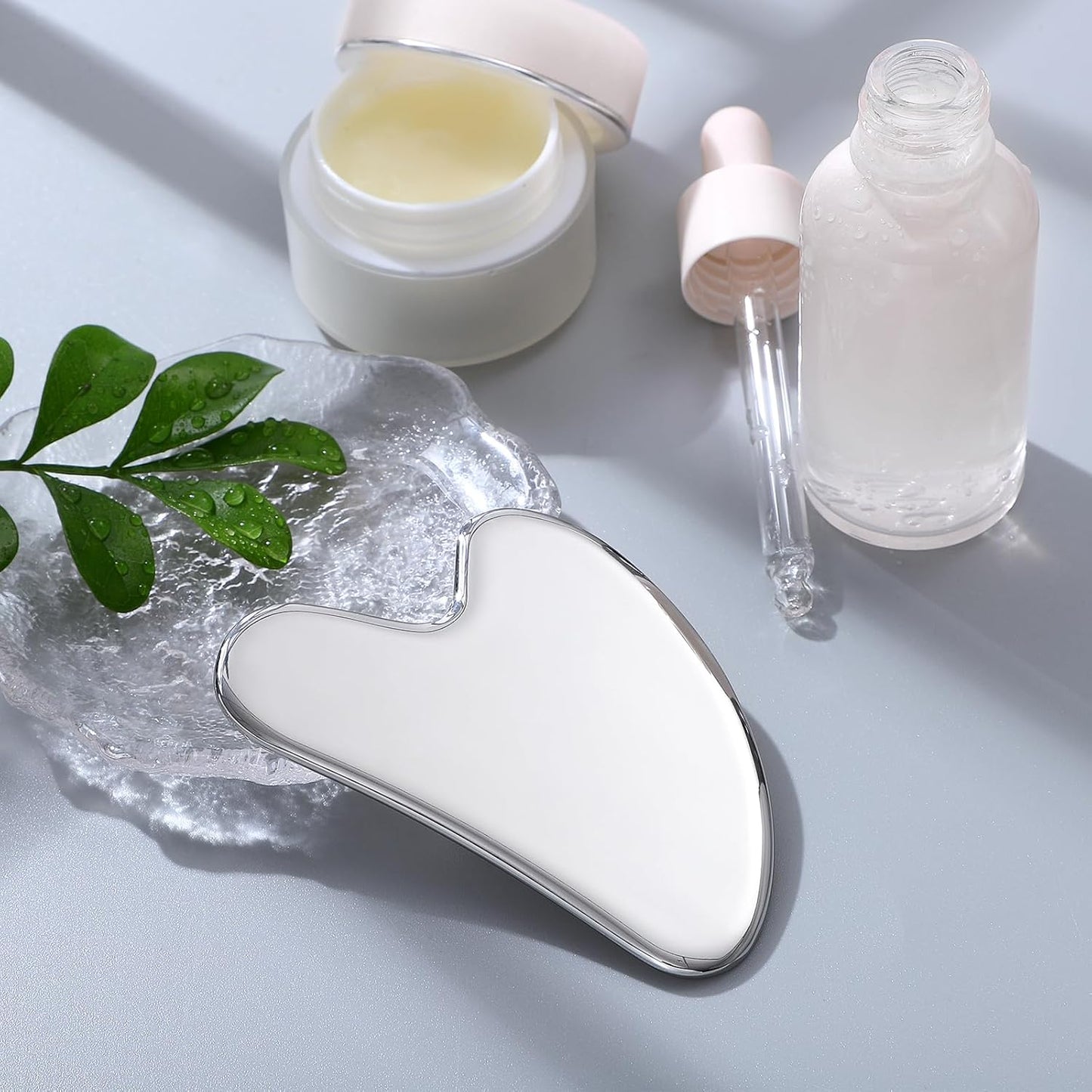 rosenice Gua Sha Facial Tools Stainless Steel Gua Sha for Face Skincare Massage Scraper for Body Metallic Luster