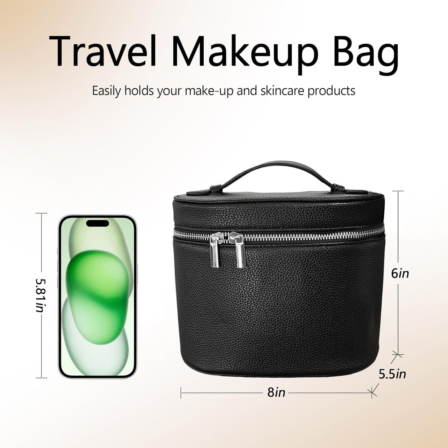 Upgrade Makeup Bag Travel Toiletry Bag Portable Cosmetic Makeup Organizer Bag Detachable Compartments(Black-dark and sophisticated style)