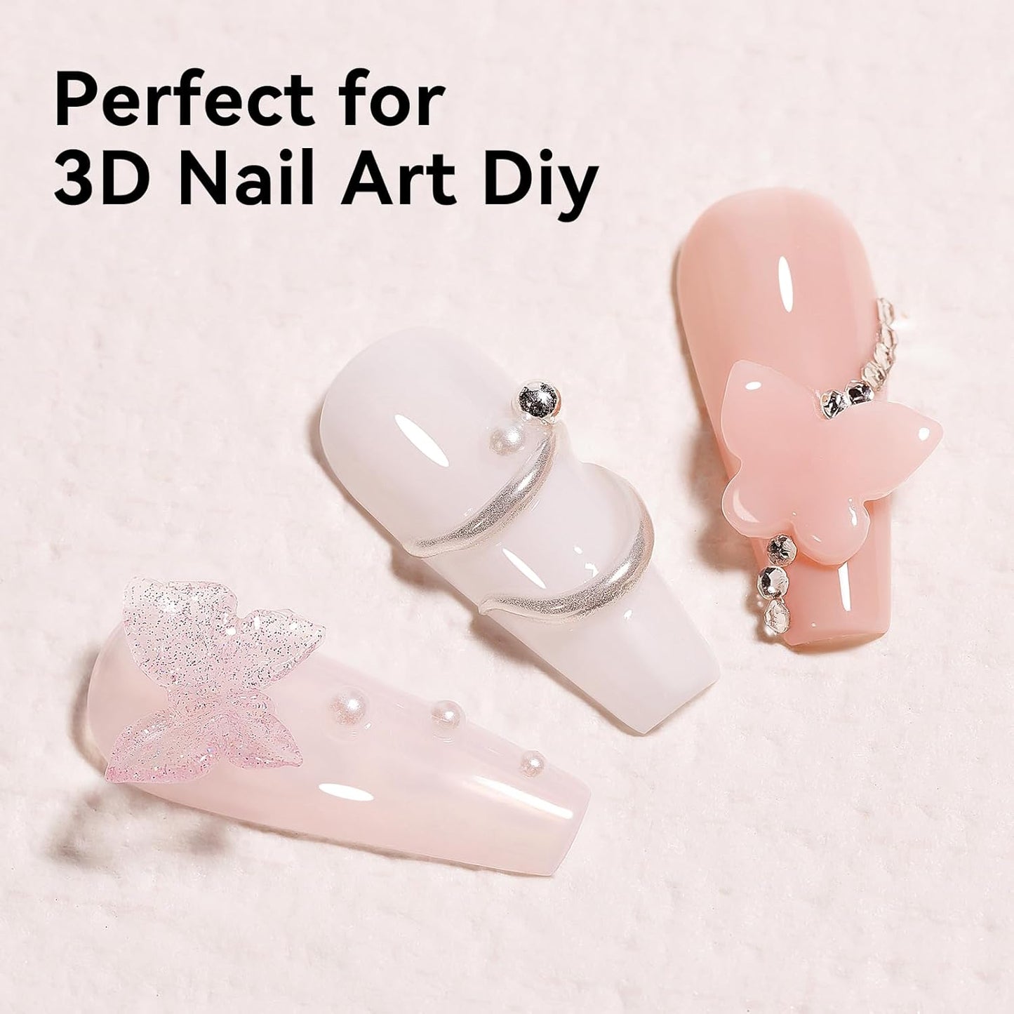 Solid Builder Gel for Nails 3PCS, 3D Hard Gel for Nail Art Sculpting Non-Stick Hand, Clear White Nude for Modeling, Sculpture, Nail Extension UV/Led Manicure DIY At Home 18g*3Colors
