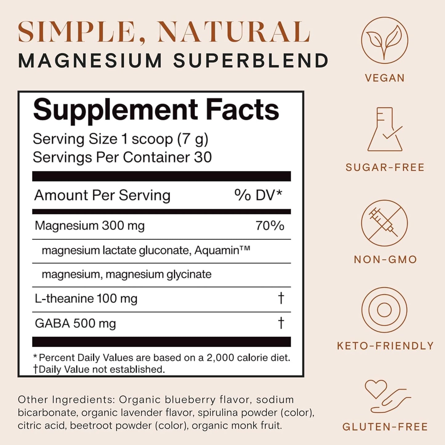 mellö Magnesium Supplement Superblend Powder - Magnesium Glycinate with L-Theanine, GABA, and 70 Trace Minerals - Supports Sleep, Relaxation, Balanced Energy - Lavenderberry Flavor, 30 Servings