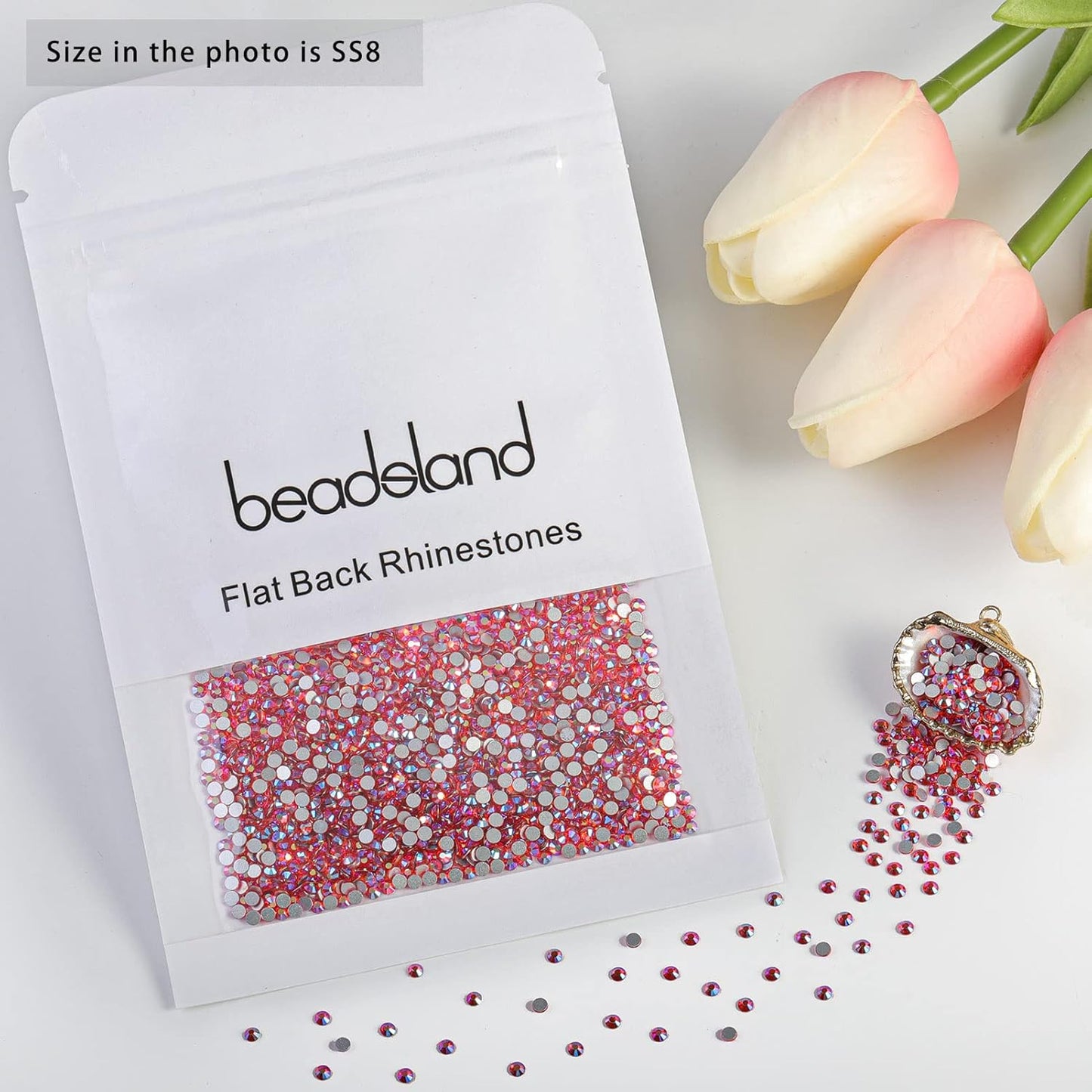 Beadsland 1440 Pieces Flat Back Crystal Rhinestones Round Gems,Hyacinth AB,SS8,2.3-2.5mm