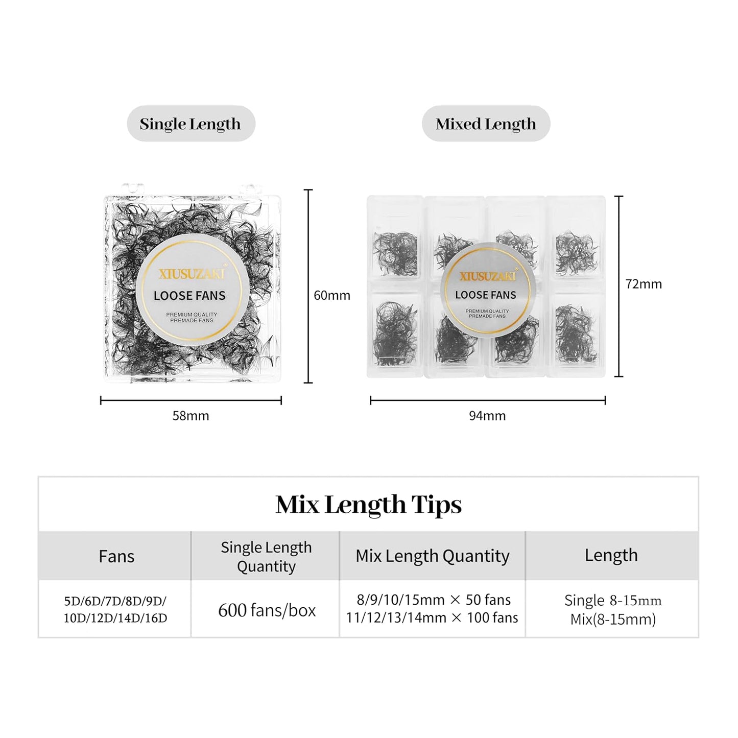 Premade Fans Eyelash Extensions 600 Fans 16D Volume Lash Extensions 0.05 Thickness Eyelash Extension C Curl Premade Lash Fans Mix 8-15mm Fluffy Soft Handmade Loose Fan(600Fans-16D-0.05-C,8-15mm)