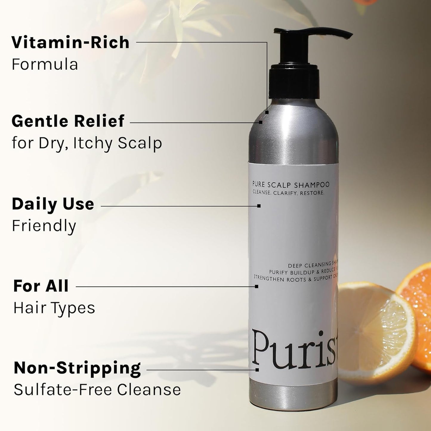 Purist Natural Shampoo – For Dry, Itchy, Flaky & Dandruff Prone Scalps – Natural Aloe Vera & Vitamin-Infused Formula – Vegan, Sulfate-Free, Color-Safe & Paraben-Free - Gentle Detoxifying Cleanser