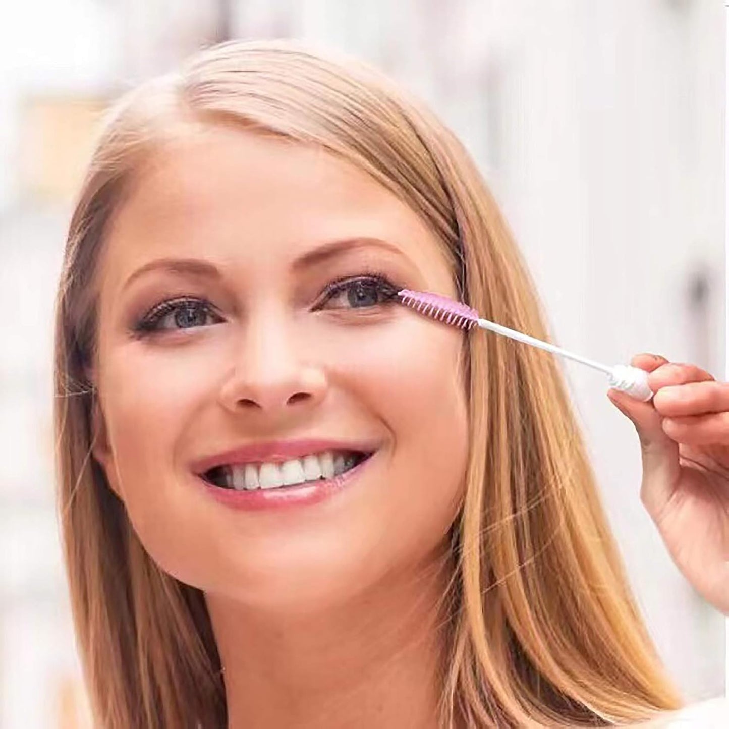 50 Pieces Disposable Mascara Brushes Eyelash Brush Lash Wand Diamond Mascara Wands with Tube Makeup Tool Lash Spoolies Sanitary Brushes Lash Extension Supplies (tube scale l pink 50)