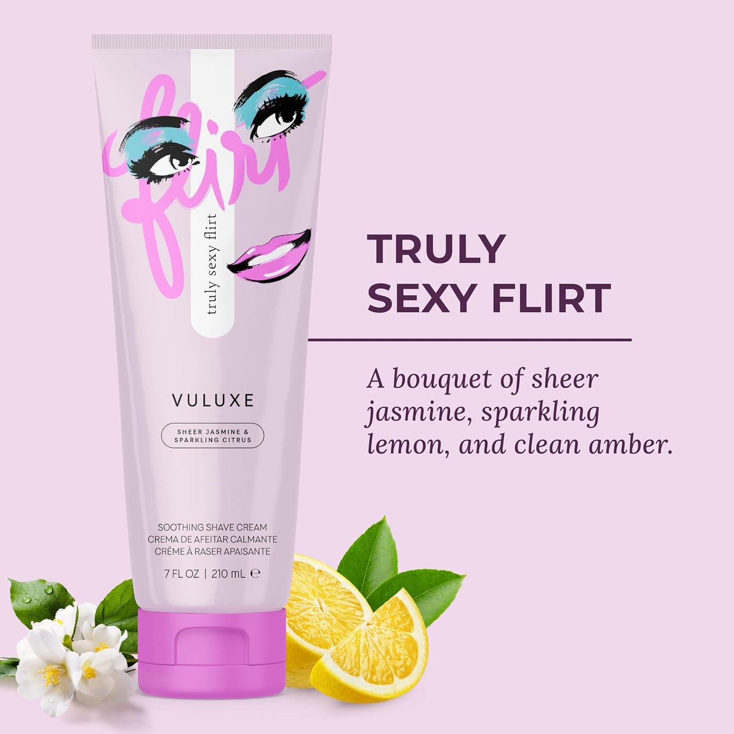 Pure Romance - Vuluxe Shaving Cream for Women - Truly Sexy Flirt (7 fl oz) - Prevents Razor Bumps & Irritation - Orchid, Blackberries, Vanilla - Foaming Shave Cream Moisturizer - Skin Care & Self Care