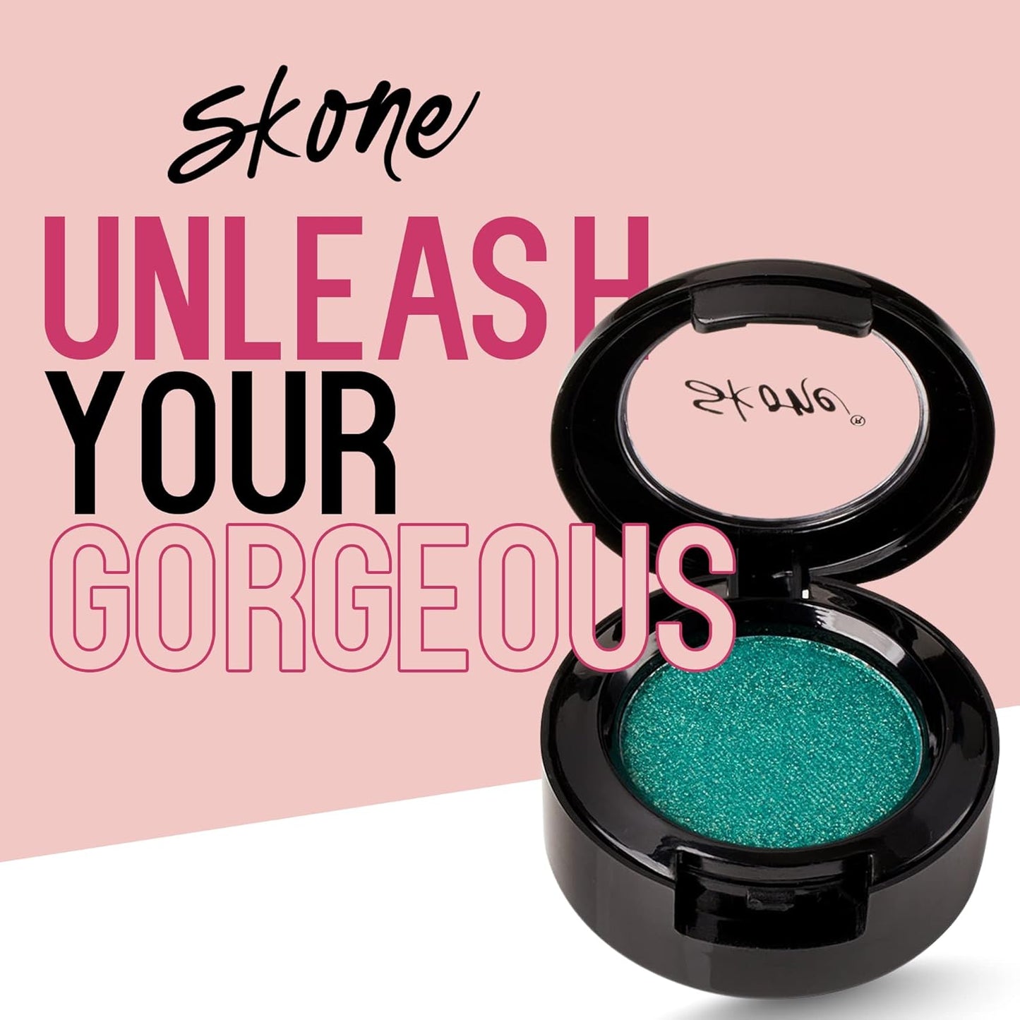 Skone Cosmetics Gems Eye Shadow, Highly Pigmented, Longwear Eye Makeup, Single Eyeshadow with Pro Shimmery Finish - Ultra-Blendable, Slightly Shimmer Shades - Green Eyeshadow - Romance