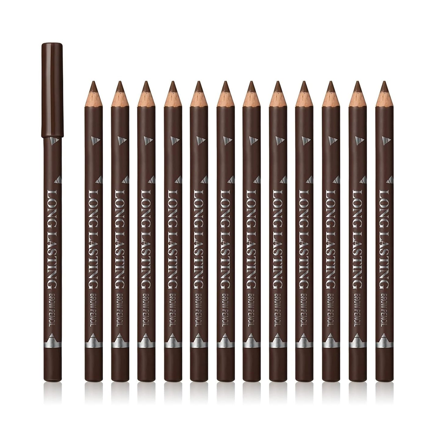 12 Pcs Brown Eyebrow Pencil Eyeliner Makeup，Soft Textured，Easy to Color，Long Lasting，Waterproof Eyebrow Pen for Fills in Sparse Areas and Gaps，Create a Natural Eye Brow