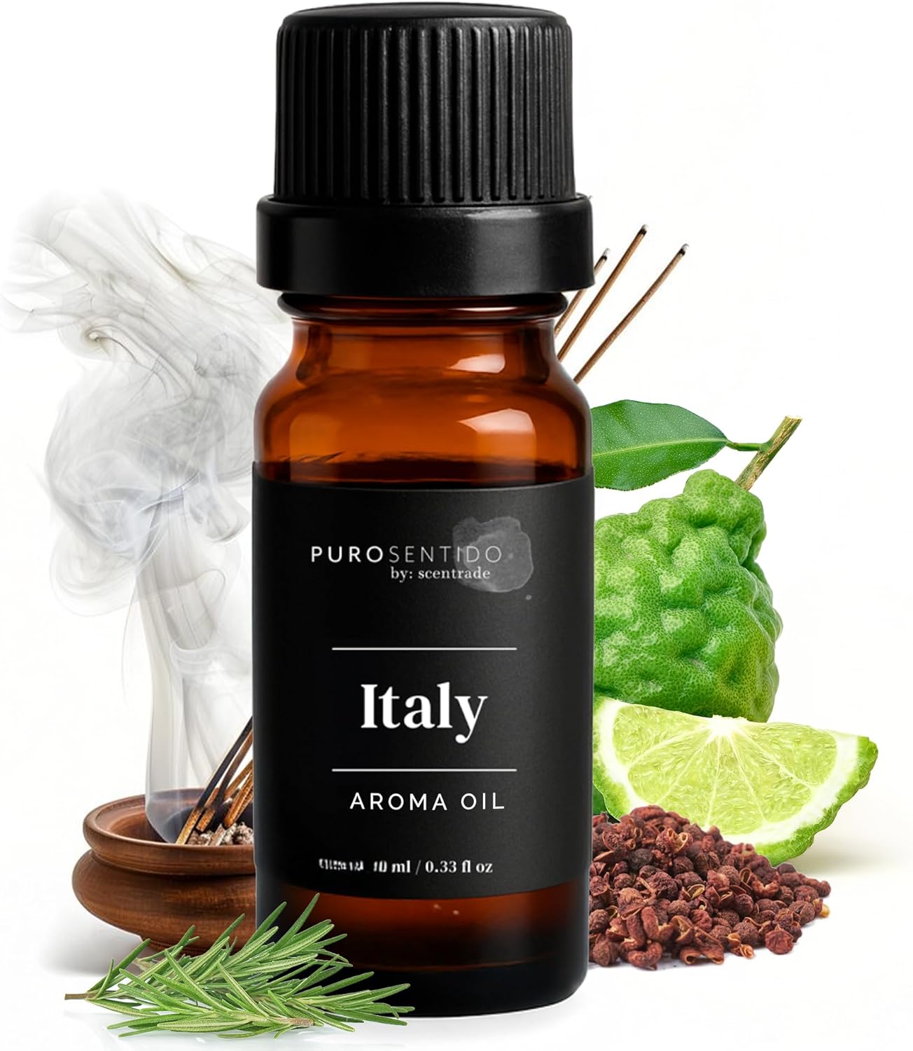 PuroSentido Italy Aroma Oil (10 ml) - Luxury Fragrance Oil for Diffusers and Humidifiers, Sicilian Lemon, White Rose & Musk Home, Hotel & Spa Scent